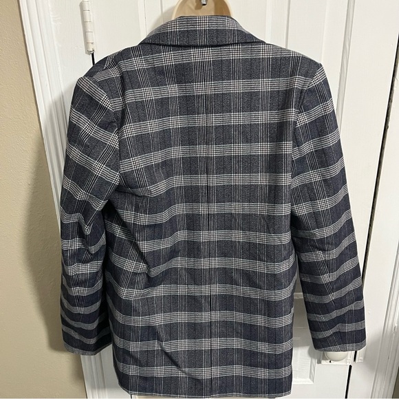 Banana Republic Factory Double Breasted Blazer Midnight Plaid Cool Gray 10 X2 - Picture 4 of 8